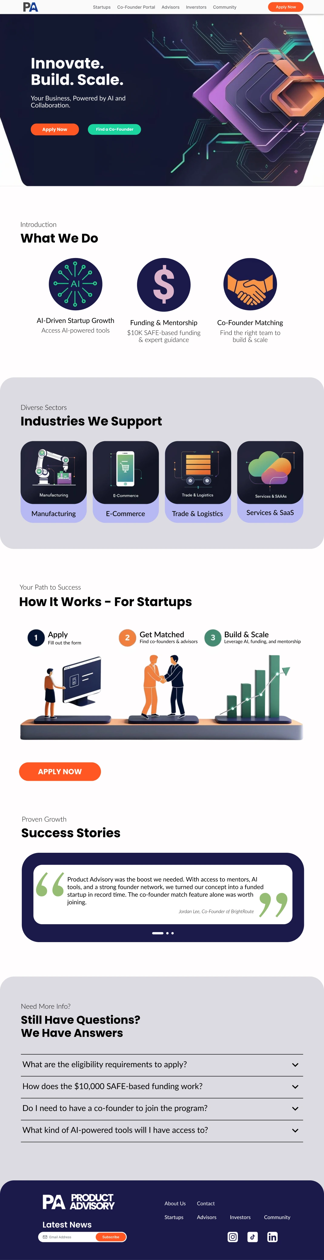 Product Advisory - Home Page